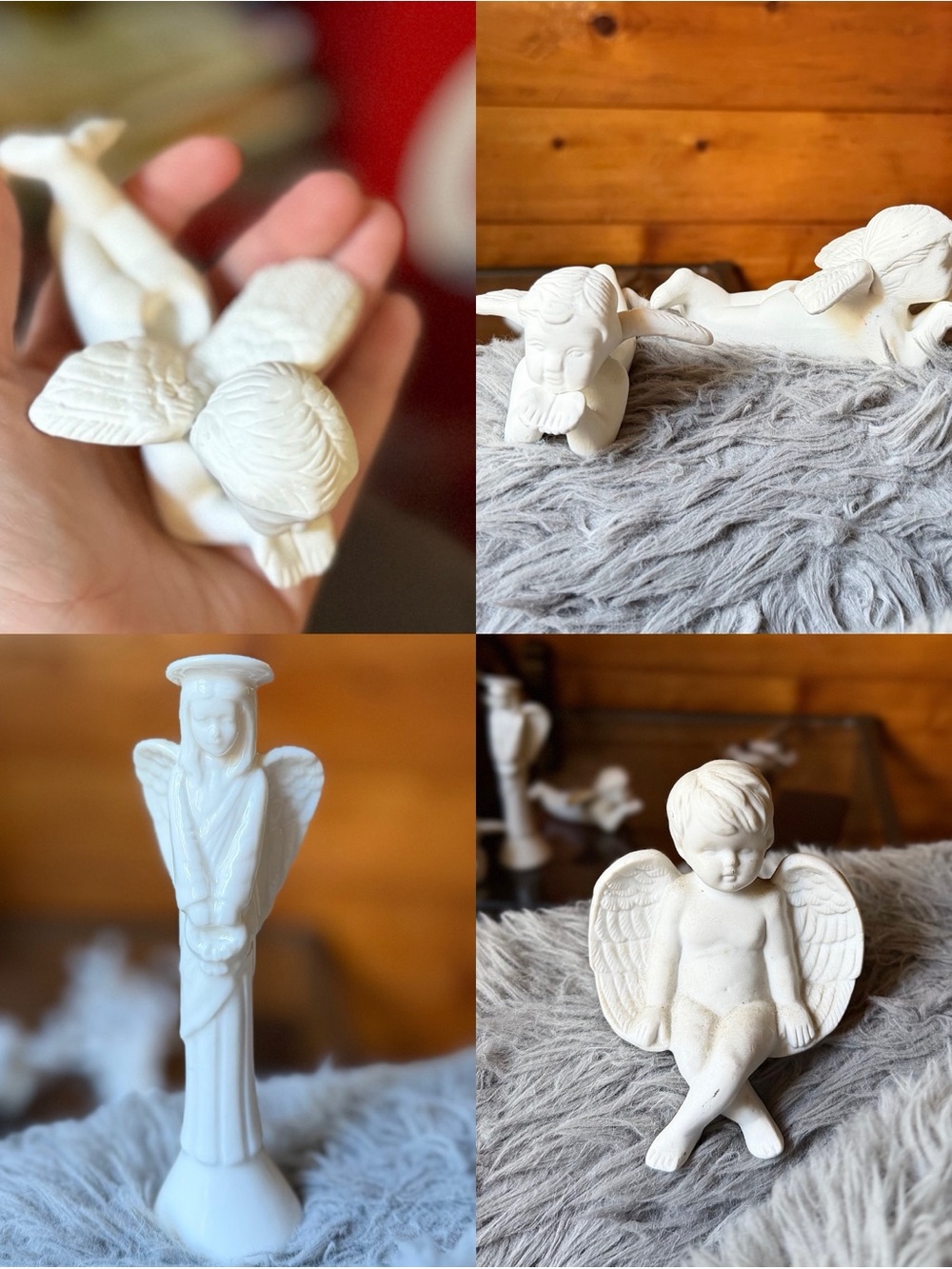 Set of 4 vintage White Ceramic Angel Figurines - Assorted Cherubs